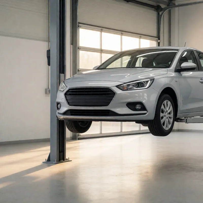 Eight service bays at Woodside Car Service, Woodside, Queens, NY