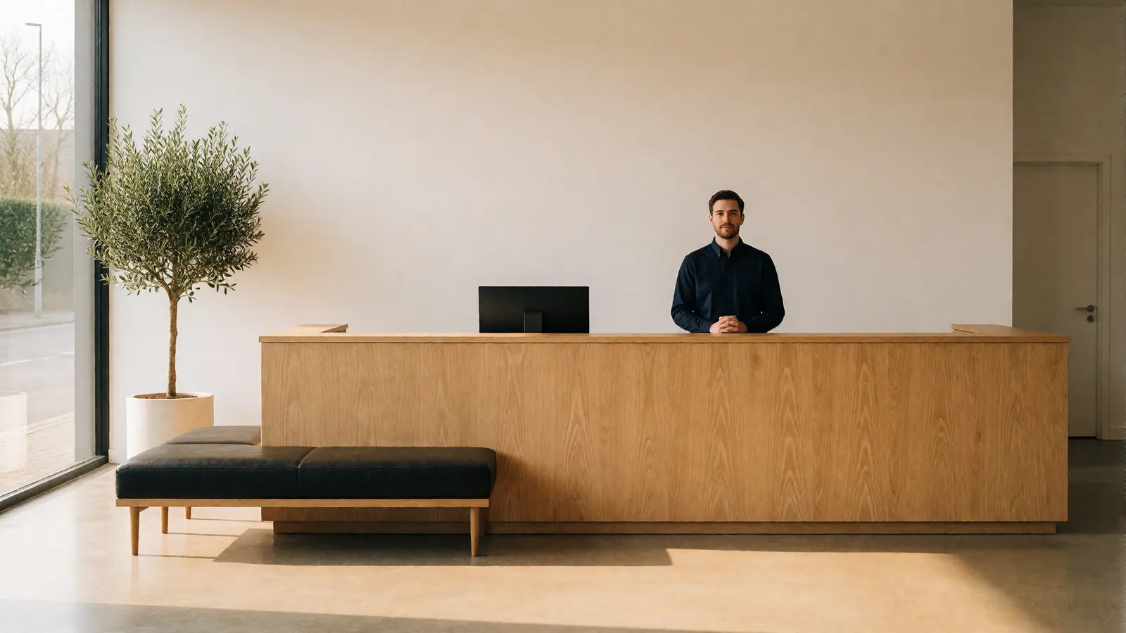 The reception and waiting room at Woodside Car Service, Woodside, Queens, NY